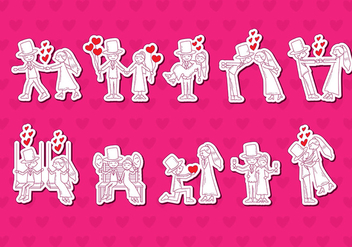 Casamento Vector Stickers - vector gratuit #375271
